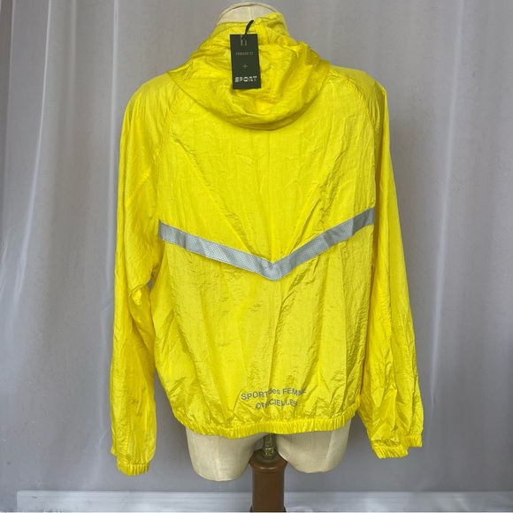 Forever 21 Sport Windbreaker Sz M Yellow Hidden Hood Yellow Jackets - Picture 5 of 10